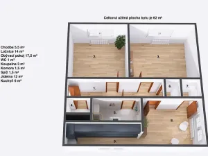 Pronájem bytu 3+kk, Slatiny, 62 m2