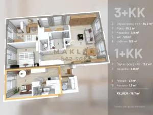 Prodej atypického bytu, Praha, Šimůnkova, 77 m2