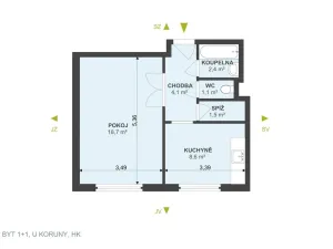 Prodej bytu 1+1, Hradec Králové, U Koruny, 39 m2