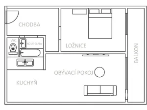 Pronájem bytu 2+kk, Bílina - Pražské Předměstí, Bezejmenná, 49 m2