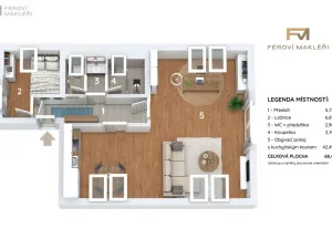 Pronájem bytu 2+kk, Frýdek-Místek, 58 m2
