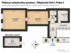 Pronájem ordinace, Praha - Nové Město, Štěpánská, 74 m2
