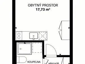 Prodej bytu 1+kk, Zlín, třída Tomáše Bati, 25 m2
