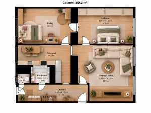 Prodej bytu 3+1, České Budějovice, Komenského, 80 m2