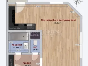 Pronájem bytu 1+kk, Odolena Voda, Pod Tvrzí, 42 m2