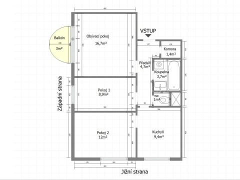 Prodej bytu 3+1, Loučovice, 63 m2