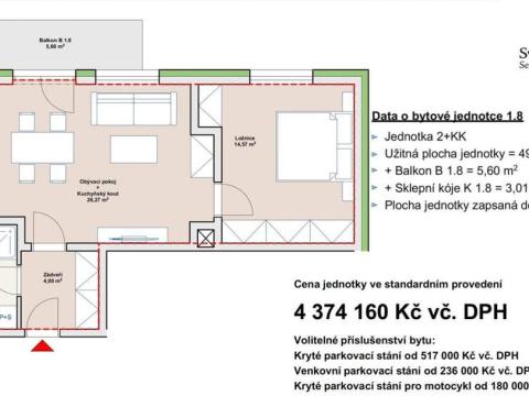 Prodej bytu 2+kk, Liberec, Vojanova, 49 m2