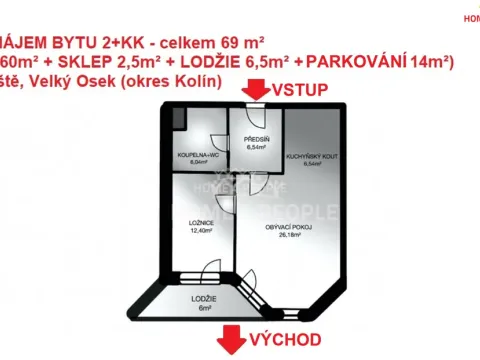 Pronájem bytu 2+kk, Velký Osek, U hřiště, 69 m2