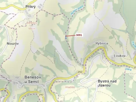 Dražba lesa, Benešov u Semil, 1964 m2