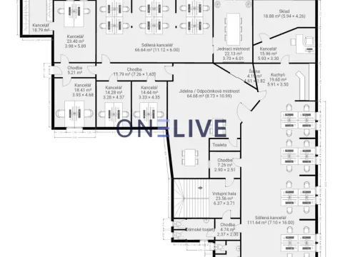 Pronájem kanceláře, Plzeň, náměstí T. G. Masaryka, 365 m2