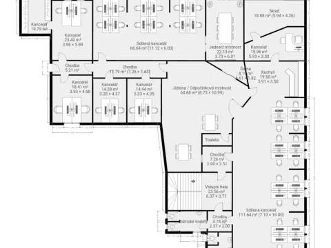 Pronájem kanceláře, Plzeň, náměstí T. G. Masaryka, 365 m2