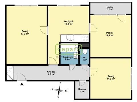 Prodej bytu 3+1, Nový Bor, Palackého, 65 m2