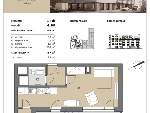 Prodej bytu 1+kk, Brno - Husovice, Vranovská, 35 m2