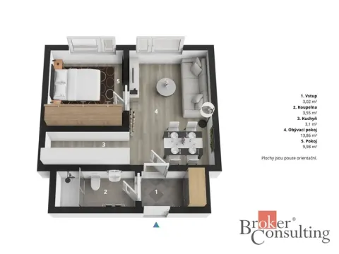 Pronájem bytu 2+kk, Hradec Králové - Pražské Předměstí, Veverkova, 32 m2
