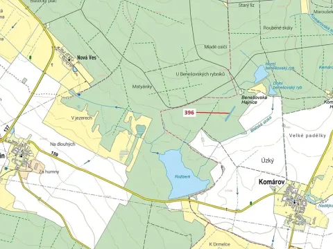 Dražba lesa, Komárov, 3832 m2