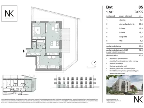 Prodej bytu 3+kk, Třeboň, Na Kopečku, 69 m2
